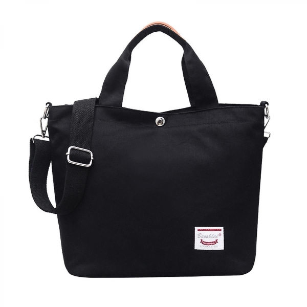 Women Casual Large Capacity Versatile Messenger Solid Color Canvas Simple Retro Shoulder Bag Black)