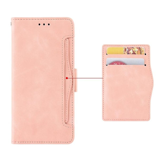 Skinnkänsla Kalvläderfodral med Kortfack och Pennhållare för Samsung Galaxy Z Fold5 Pink