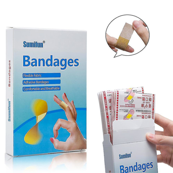 100 stk./æske Vandtæt åndbar bandage klæbende sår Førstehjælp Hæmostase Antibakteriel Band Aid Husholdningsplastre