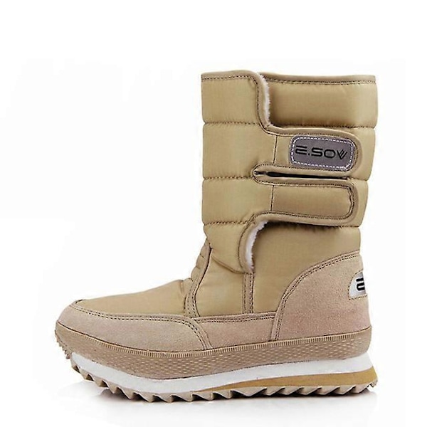 Dame Sneestøvler Vinterstøvler Kvinder Flade Vandtætte Anti-slip Damer Multi-Farve Sko Femininas De Inverno Mujer Botas Khaki 42