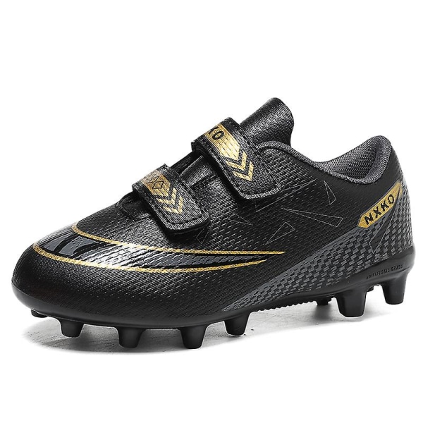 Kids Soccer Shoes Boys Girls Ankle Football Boots Grass Training Sport Footwear Sneakers Yj6210A Black 30