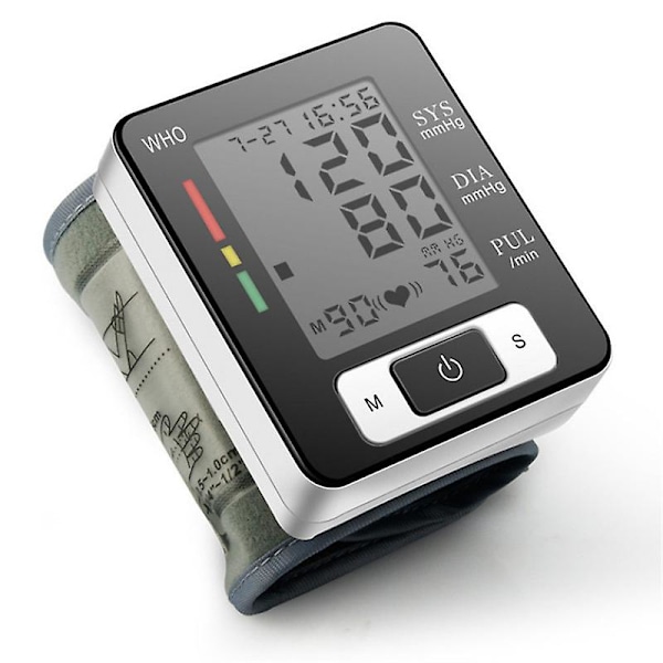 Armbandsblodtrycksmätare Automatisk Stor Lcd-Skärm Justerbar Armbandsmanchett Automatisk Dubbel 99 Läsminnesfunktion Automatisk Digital Bp-Maskin För Hemmet WITH Voice broadcast