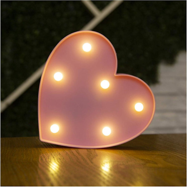 Alphabetbogstav LED Lys Lys Beskæftigelse Nummer Klump Ornament Batteri Natlys Fest Soveværelse Ægteskab Fødselsdag Jul dekorativt nummer Pink Heart
