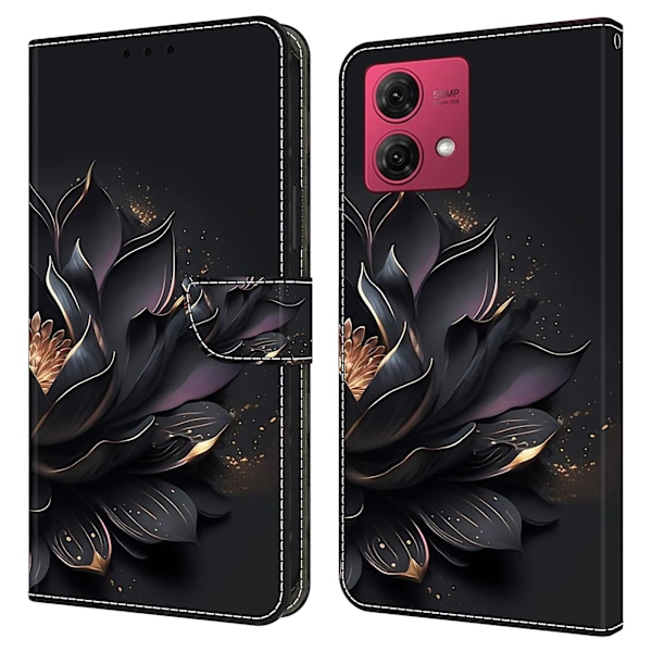 For Motorola Moto G84 5g Læderetui Trykt 3d Mønster Stativ Stødsikkert Telefoncover Purple Lotus