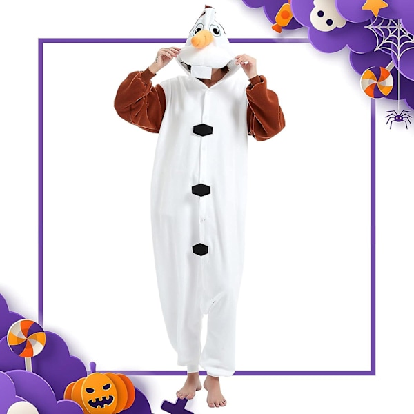 Unisex Onesie Pyjamas til Voksne - Dyre Onesie - Halloween Kostume - Jule Nattøj - Jumpsuit Olaf S