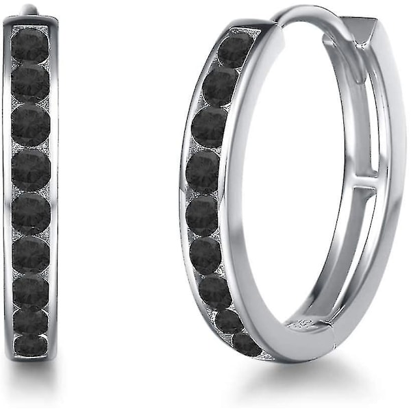 Hoop Øreringe 925 Sterling Sølv Med Zirkonia Sleeper Hoop Øreringe Huggie