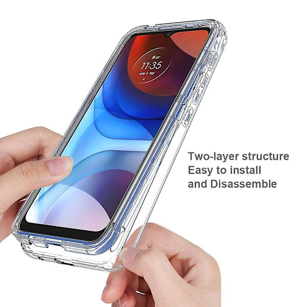 Motorola Moto E7 Power/moto E7i Power -läpinäkyvä gradienttivärinen iskunkestävä ja putoamisenesto 2-in-1-irrotettava muotoilu Tpu + Pc -puhelinkotelo Purple