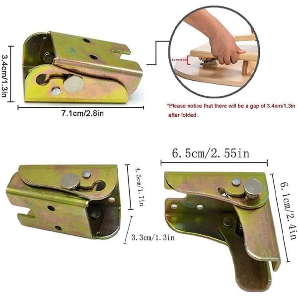 90 Degree Self Locking Hinge Lock Extension Table And Chair Legs Steel Folding Support Bracket Hidden Hinge, 2pack, With Mounting Screws