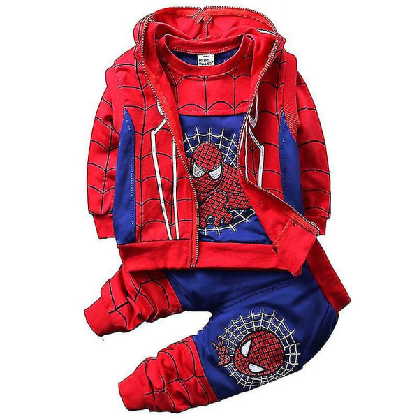 Kids Boys Spiderman Tracksuit Set Sport Sweatshirt + Vest + Pants Outfit Suit Casual Spider-man Costume Blue 2-3 Years