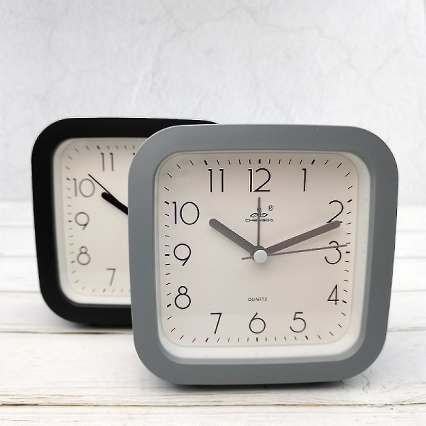 5 Inch Simple Style European Style Student Children Cute Clock Bedroom Silent Bedside Small Alarm Clock(square Gray)