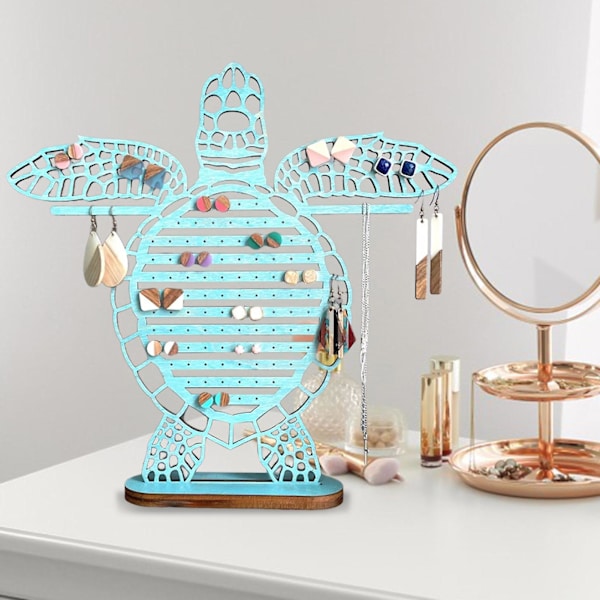 Sjösköldpaddsörhänge Display Organizer Stor Kapacitet Stabil Bas Butik Halsband Armband Display Stativ Heminredning Smyckeshållare Örhängehållare Blue