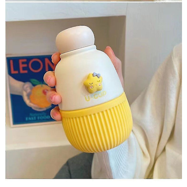 250ml Mini Kawaii Termos i Rustfrit Stål til Skole, Kontor, Termiske Kopper til Kvinder, Gave Yellow