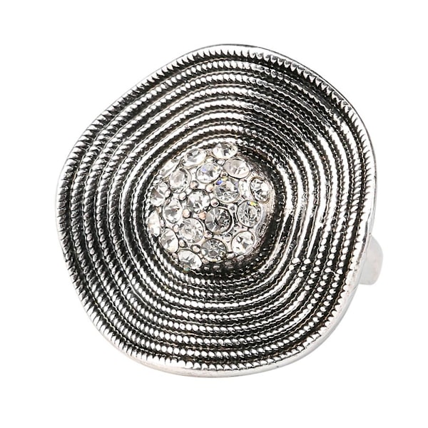 Boho Vintage Damklocka med glänsande strass för bröllop, fest och cocktail Silver + White US 8