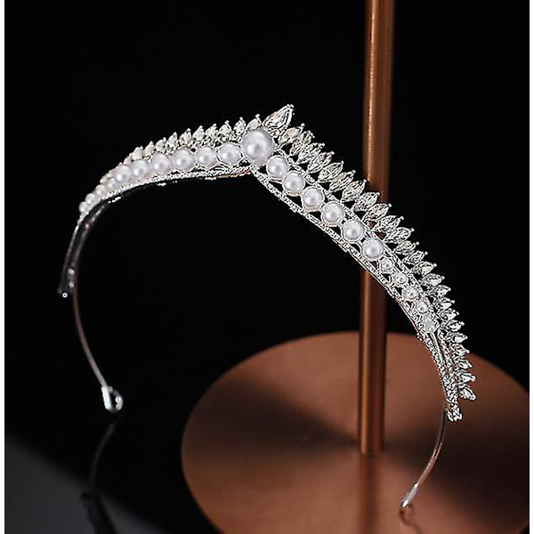 Brudeskrone Tiara Bryllup Prinsesse Hodebånd Diamant Krystall Hårtilbehør style4
