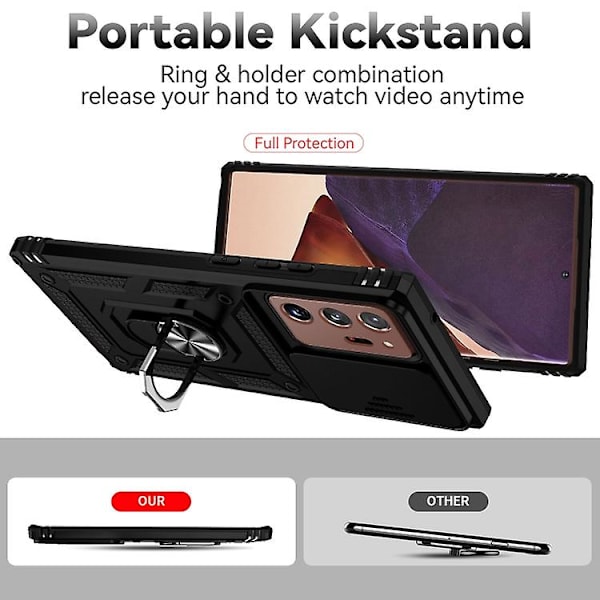 Skyddande mobilfodral med skjutbart kameralucka för Samsung Galaxy Note20 Ultra Black
