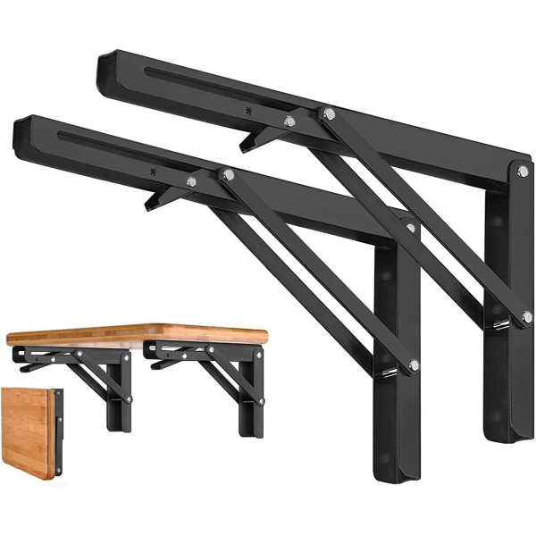 Set Of 2 Shelf Brackets 300mm, Folding Console Support, Stainless Steel Folding Wall Bracket, 60kg/132lbs Load Bearing