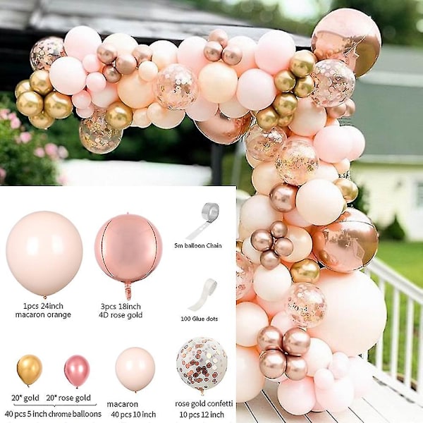 Macaron Ballongirlandbue Kit Folie Metall Ballong For Baby Shower Bryllup Gratulerer Med Dagen Fest Dekor Barn Voksne A- peach