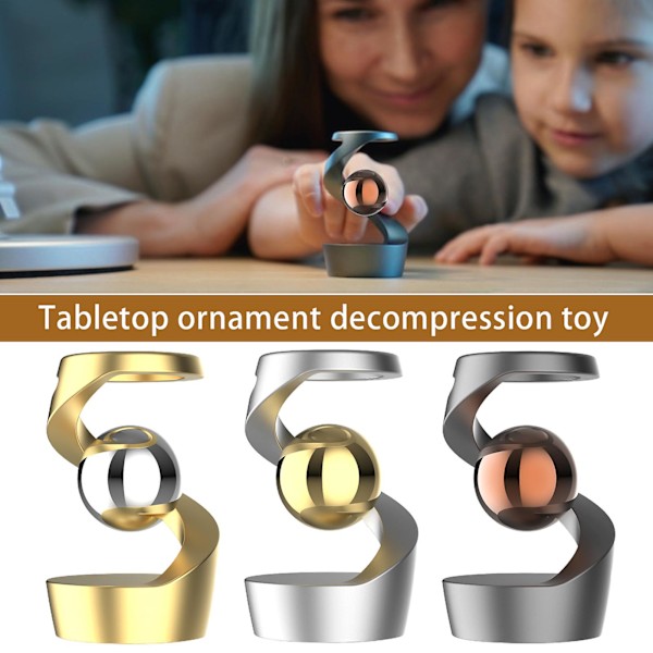 Aluminium Gyroskop Stressavlastande Prydnader Tyst Drift Visuell Rotation Fidget Sensorisk Leksak Skrivbord Koncentrationshjälp Snurrande Leksaker Golden Silver