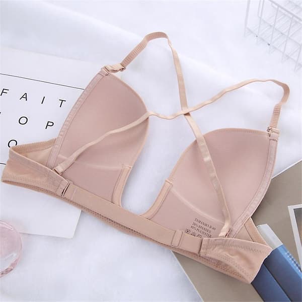 Dames Push-Up Bh med Dyb U-Udsnit, Multiway, Sømløs, Lav Udsnit beige D cup