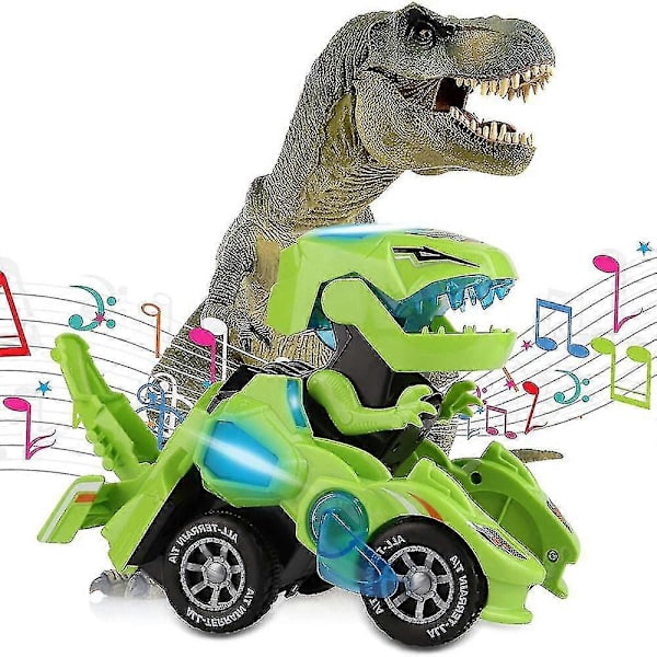 Transformerande dinosauriefordon leksak Transformerande dinosauriebil, Automatisk transformerande dinosauriebil Green