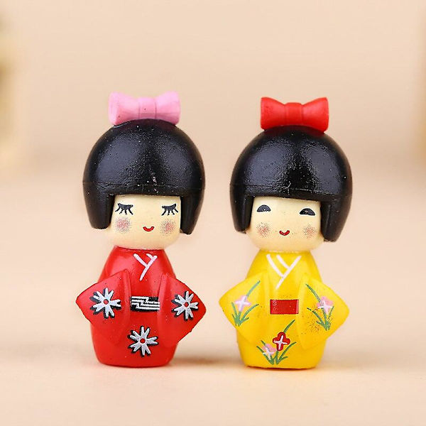 Nyeste japanske søte jentefigur Bonsai-dekorasjon mini hjemmedekor miniatyr fehagedekorasjonstilbehør moderne statue   Fingerferdighetsspill