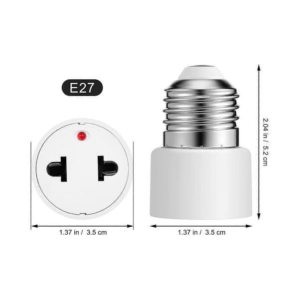 2 stk 220V E27 Sokkel Lampeholder Pære Adapter Omformer til US Plugg 2 Hull Flat Stikkontakt for Hjem Fluorescerende LED Lamper Konvertering (Hvit)