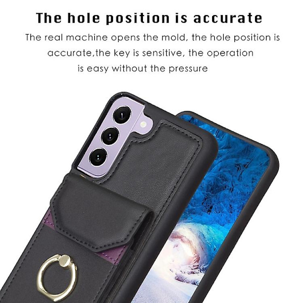 Mobiltelefonskal för Samsung Galaxy S22+ 5g Bf29 Organ Kortväska Ringhållare Black
