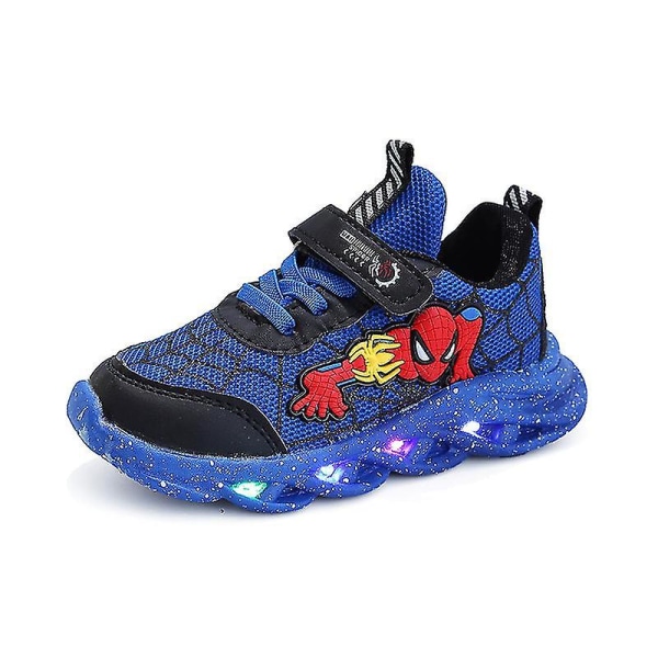 Spiderman børnesko Nye drengesneakers med lys Nye børnesko Blue 23