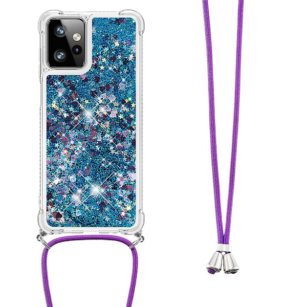 Motorola Moto G Power 5g -kotelo Tpu Glitter Liquid -puhelinkotelo, jossa ripustusnaru Blue Hearts