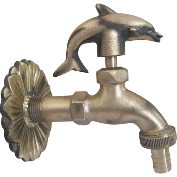 Decorative Outdoor Garden Faucet Retro Brass Water Hose Tap Wall Mounted For 1/2&quot; Inches Hose,dolphin