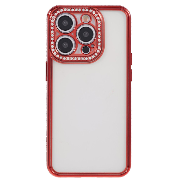 Til iPhone 13 Pro Max Etui Rhinestones Linse Ramme Blød TPU Telefon Cover Red