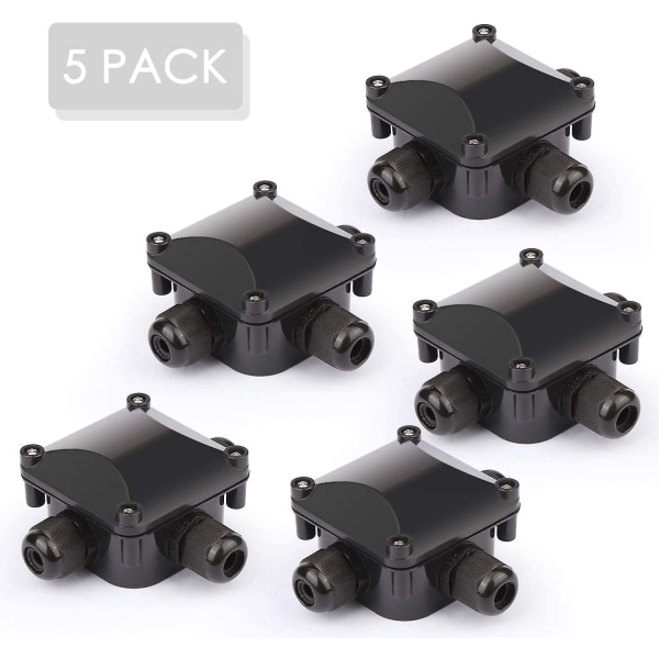 5 X Ip68 Waterproof Junction Box - Waterproof Outdoor Distribution Box, Cable Connectors, Earth Cable - 3 Pin - Garden Outdoor Distribution Box