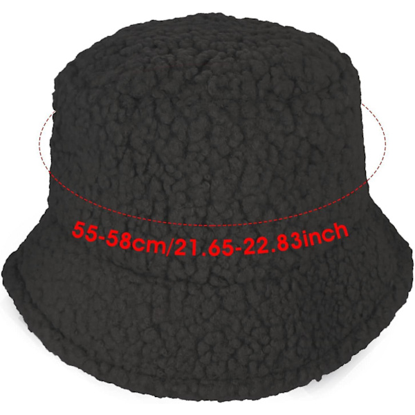 Fuskpäls Bollhatt - Plysch Fiskehatt, Varm Sherpa (svart)