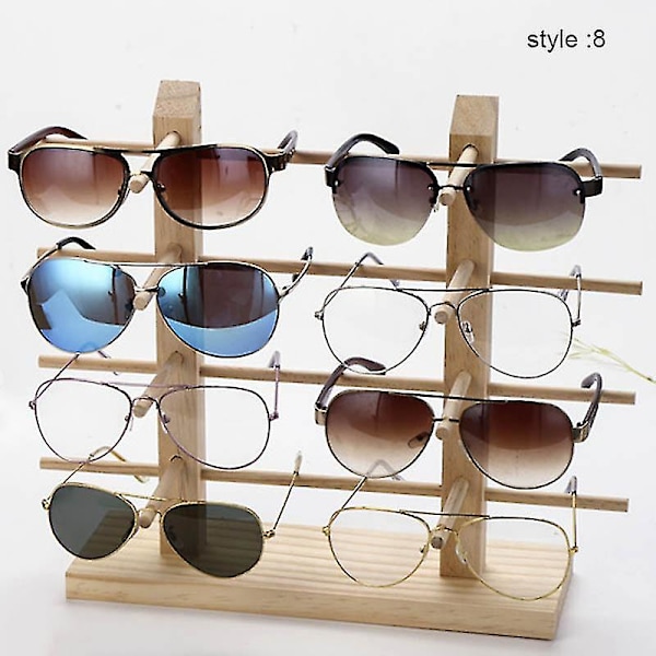 Mimigo 1 stk Træ Solbrille Display Stativ Hylde Træ Holdbar Briller Vis Stativ Holder 8