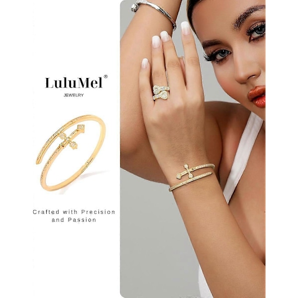 Hip Hop Herr 14k Guld Silverpläterad Cubic Zirconia Armring, Herr Hjärta Manschettarmband Med Smyckeskrin