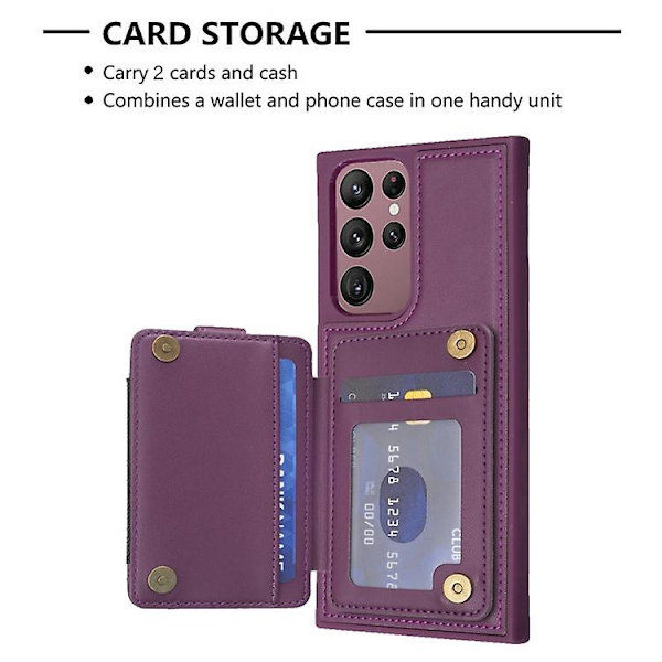 Samsung Galaxy S22 Ultra 5g Bf27 Metallirenkaan korttikotelopidike matkapuhelinkotelo Dark Purple
