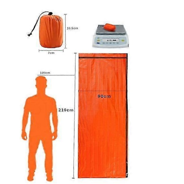 Nødsøvnpose Overlevelsespose Termisk Sovepose Camping Orange