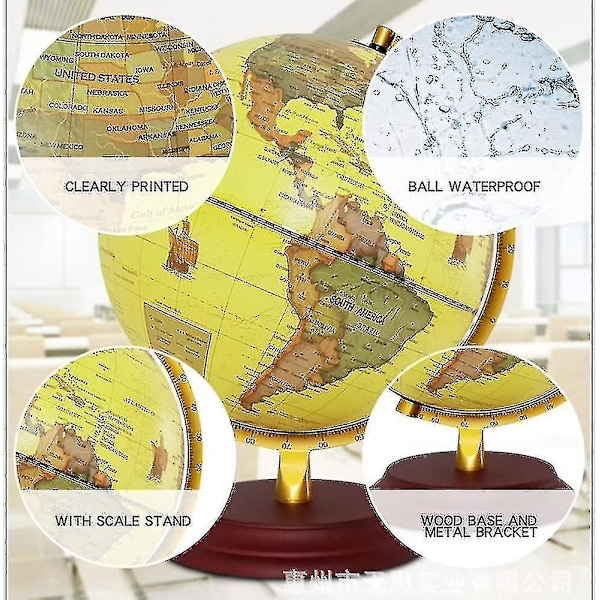 25cm Luminous Globe Globus med Metall D Retro Luminous Skrivbordslampa Bas Geografi Lärande Skrivbordsdekorationer S Geografiutbildning