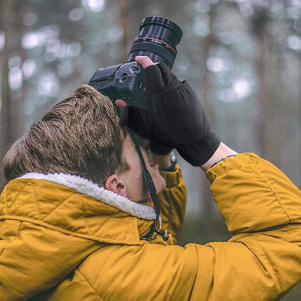 Vinterhansker 3m Thinsulate Fingerløse Konvertible Termiske Votter Vindtette Isolerte Polarfleece Varme For Menn Og Kvinner Svart M