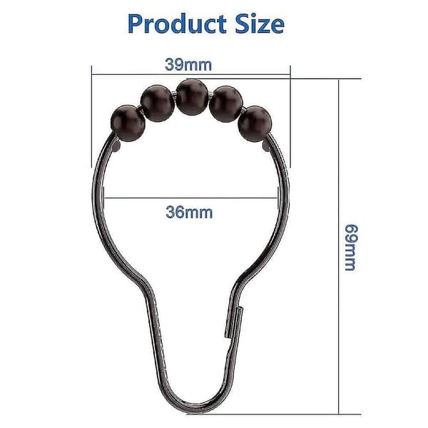Evago 12-pack Duschdraperiringar - Nickel Färg BLACK