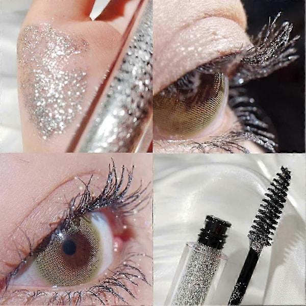 Glitter Mascara Diamond Glitter Mascara, 4D Glitter Vandfast Mascara, Langvarig Tyk og Lang Mascara til Kvinder