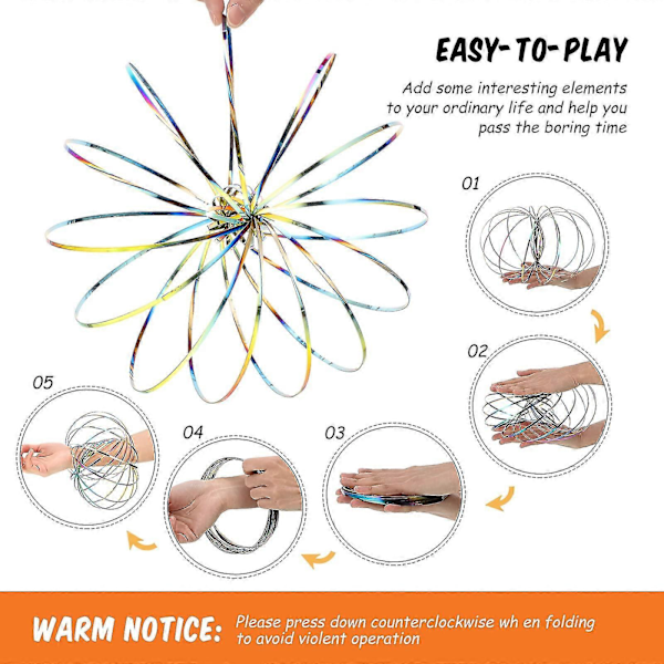 Flow Rings Leksaker 3D Arm Fjäder Magisk Flow Ring Rostfritt Stål Multi Sensorisk Pedagogisk Och Interaktiv Fjäderleksak