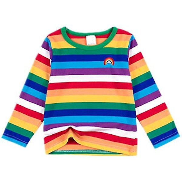 Mimigo Regnbue Langarmet T-skjorte for Små Gutter Baby T-skjorte Rundhals 95% Bomull 5% Spandex Myk Komfortabel Topp 2T