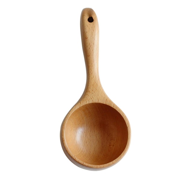 Japansk stil träsked med långt handtag trä slät textur skopa slev för hotell Wooden Color