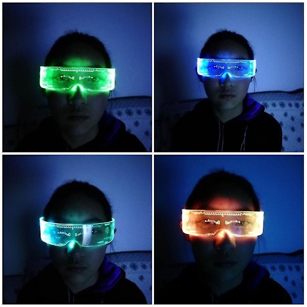 1/2/4 stk. Lysende farvebriller Led-briller El Wire Neon Light Up Visor multicoloured light