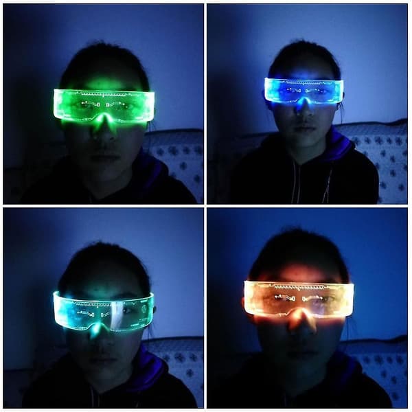 1/2/4 stk. Lysende farvebriller Led-briller El Wire Neon Light Up Visor red light