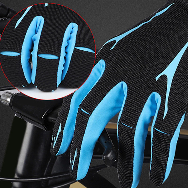 1 par udendørs cykling MTB skridsikre vindafvisende touch screen fuld finger handsker Red L