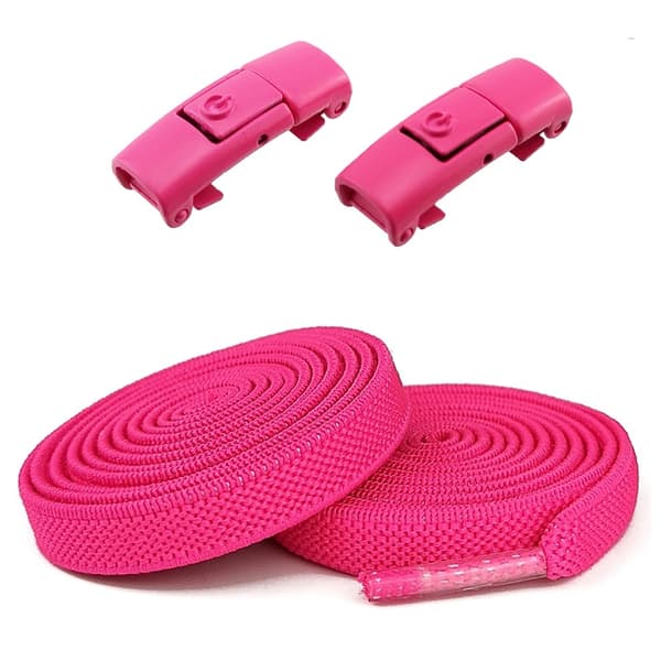Doven snørebånd farve trykknap spænde, ingen binding, elastisk 8mm, flad snor, ingen binding, fast artefakt Rose red + same color buckle