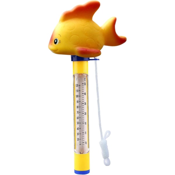 Flytende bassengtermometer, svømmebassengtermometer med snor, flytende vanntermometer for svømmebasseng, badevann, spa, boblebad, akvarier Gold Fish