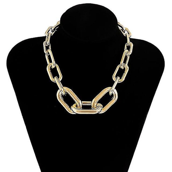 Högkvalitativt punklås kedja deklaration halsband kvinnor hip hop tvinnad tjock gotisk smycke halsband steampunk Color Gold Color 9